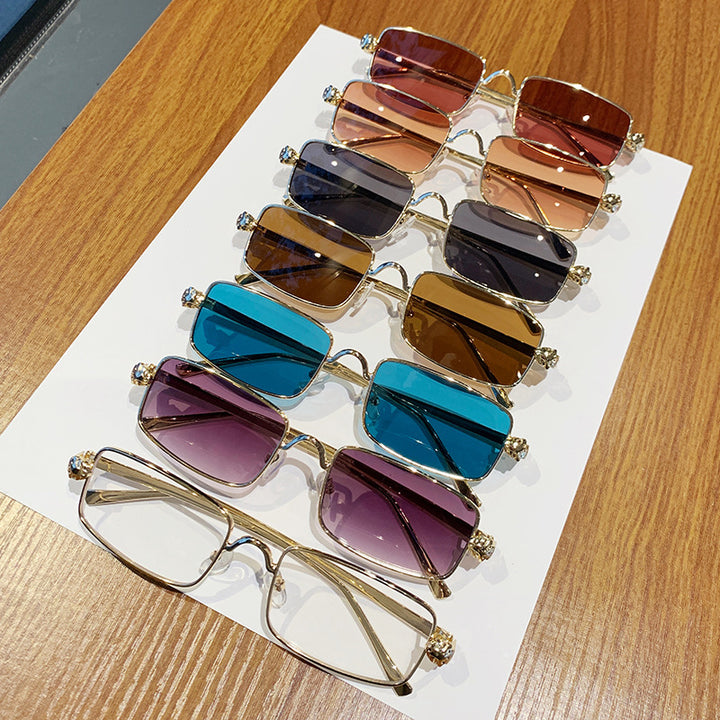 Dame elegant kvadratisk solbrille med luksus metallramme og UV-beskyttelse Luvikno