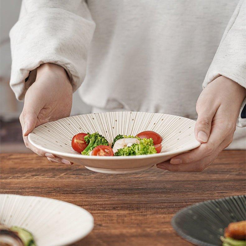 Håndlagde japanske Mino Ware keramiske rynkede tallerkener | Luvikno