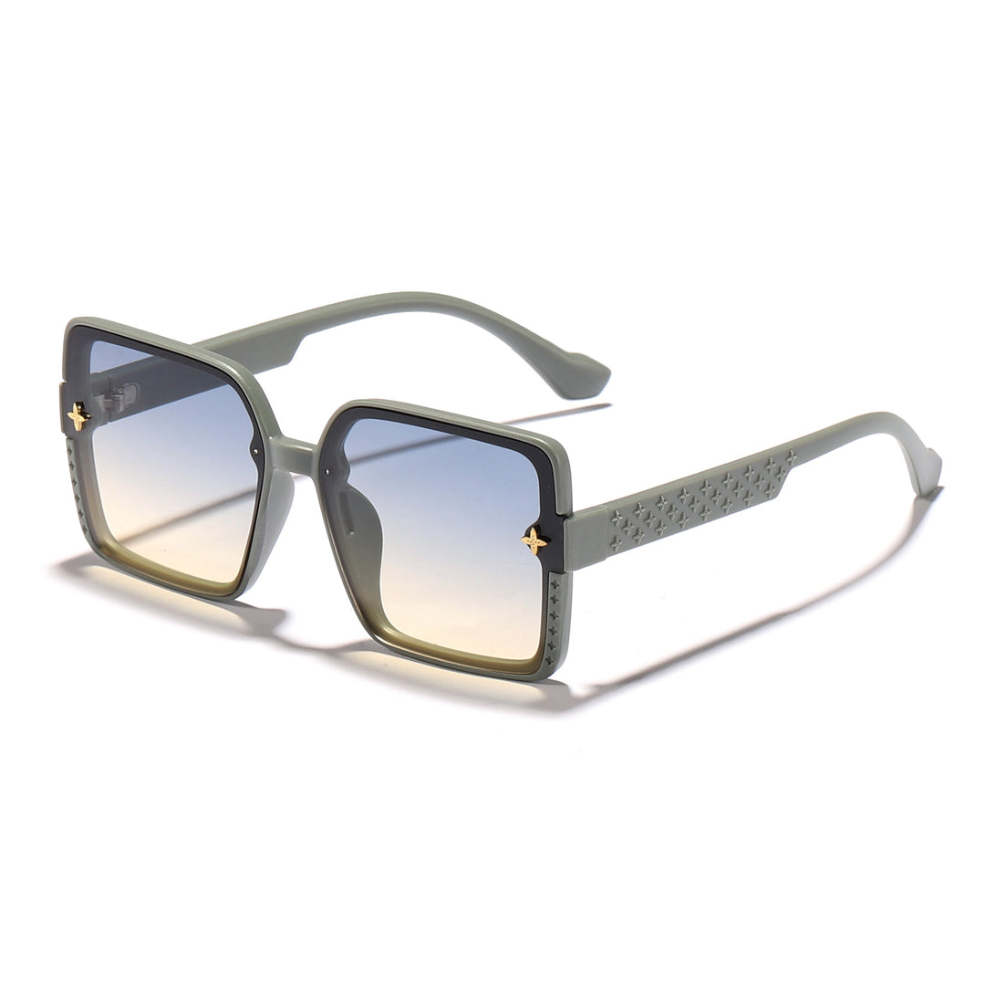 Dame moteriktig firkantet solbrille med dekorert ramme Luvikno