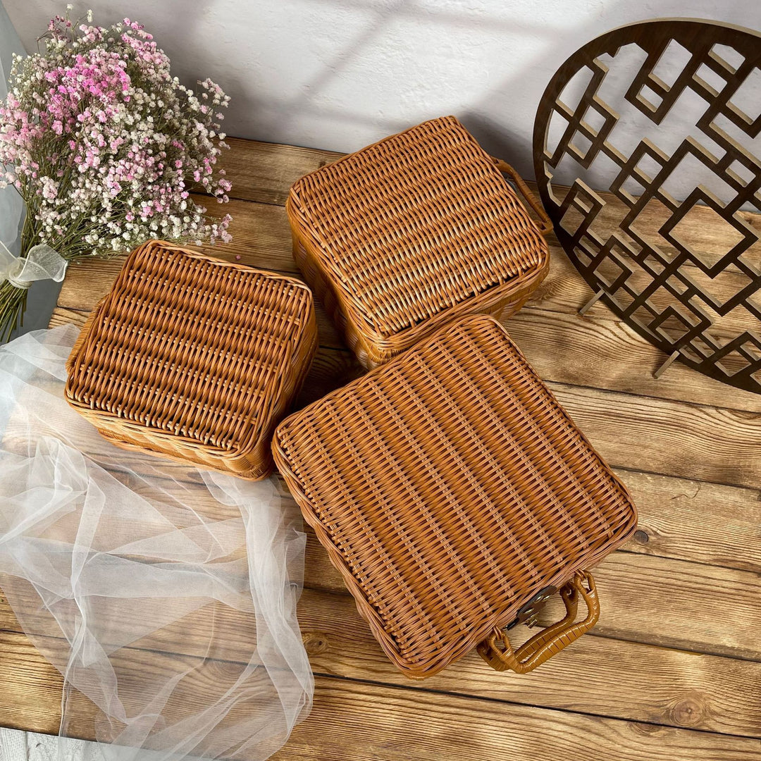 Dame stilige Rattan-Crossbody-veske Luvikno