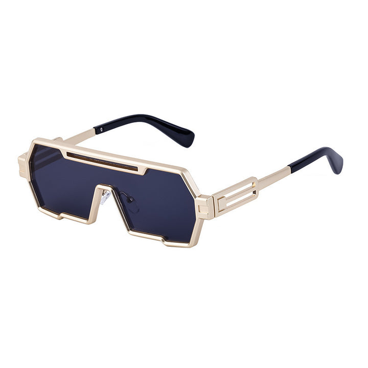 Dame motorisert solbrille i futuristisk design med bred ramme Luvikno
