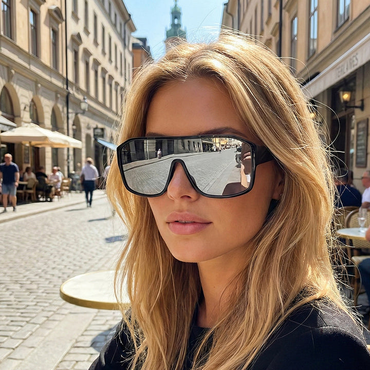 Dame Modische Oversized-solbriller i futuristisk design Luvikno