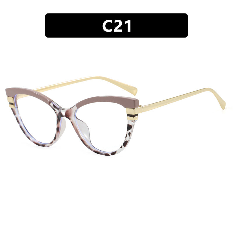 Dame Cat-Eye solbriller med elegant plastramme og gullaccentuer Luvikno