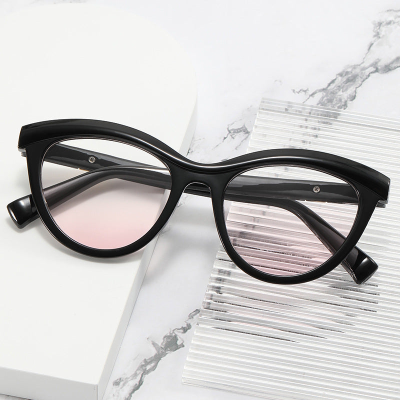Dame elegant Cat-Eye solbriller med stilfull metallramme Luvikno