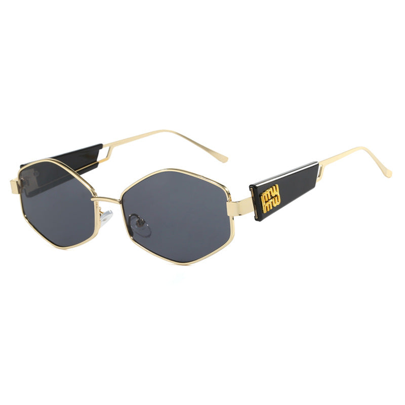 Dame geometrisk solbrille med moteriktig design og UV-beskyttelse Luvikno