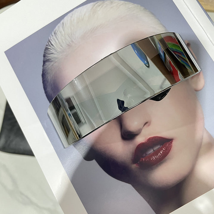 Damer futuristisk visir-lignende solbrille Luvikno