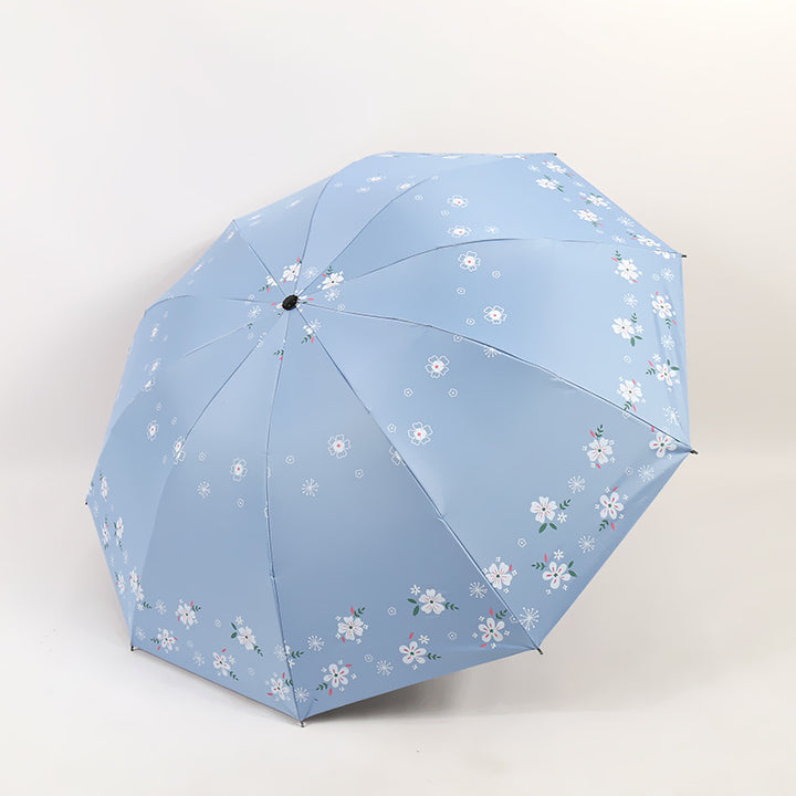 Kvinnes stilige sammenleggbare paraply med blomsterdesign Luvikno