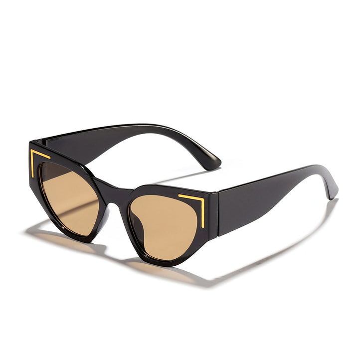 Dame kreativ Cat-Eye solbriller med transparent ramme og brune glass Luvikno