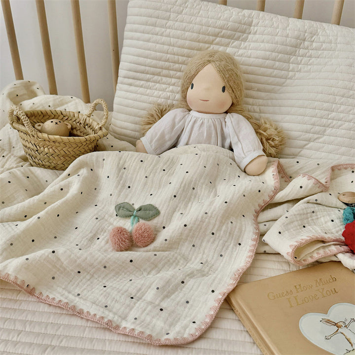 Unisex Cozy Muslin Blanket med lekent pom-pom-design Luvikno