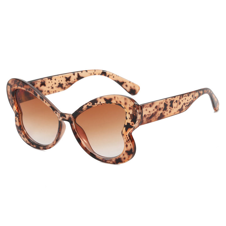 Dame Oversized-solbrille i leken sommerfugl-design Luvikno