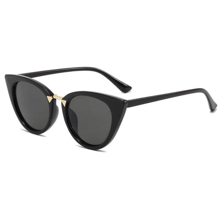 Dame Cat-Eye solbrille med elegant gull detaljer Luvikno