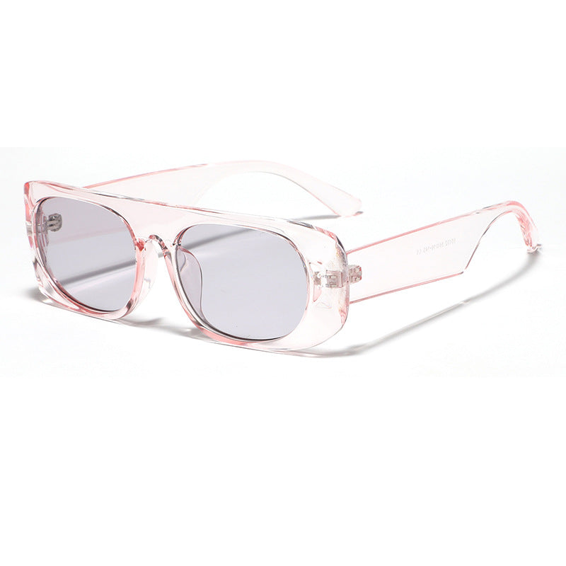 Dame moteriktig solbrille med transparant og geometrisk ramme Luvikno