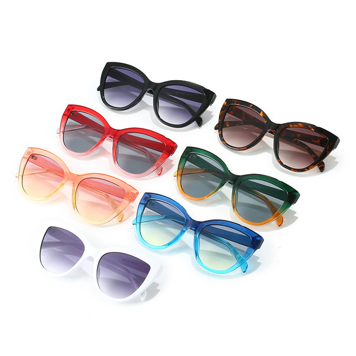 Dame Cat-Eye solbriller med transparent ramme og UV-beskyttelse Luvikno