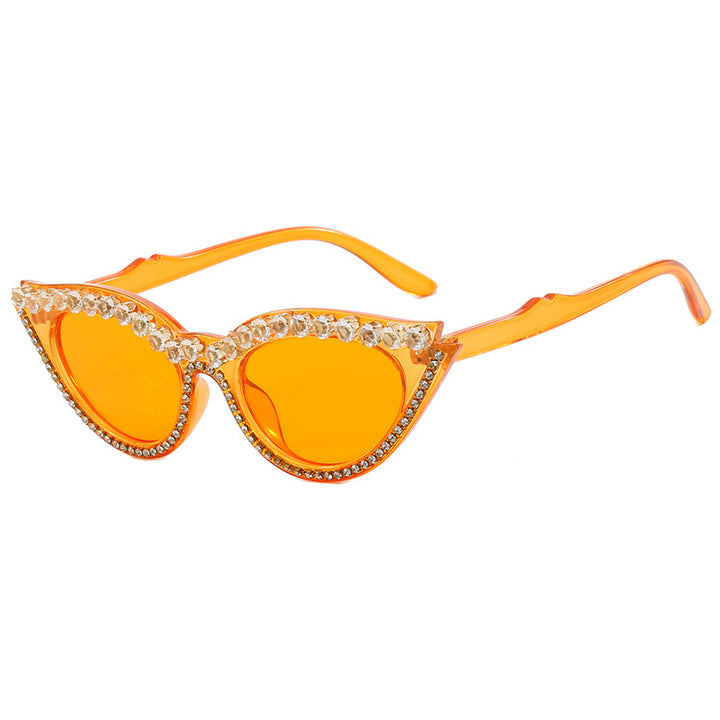 Dame Cat-Eye solbriller med glitrende strass Luvikno