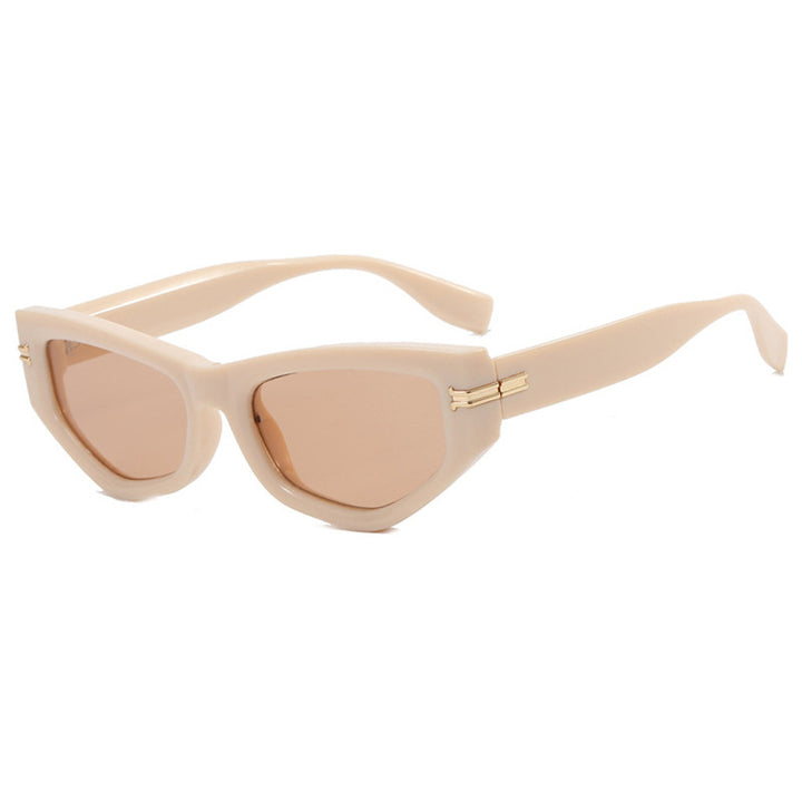 Dame geometrisk solbrille med bøyd ramme og beskyttende UV-filter Luvikno