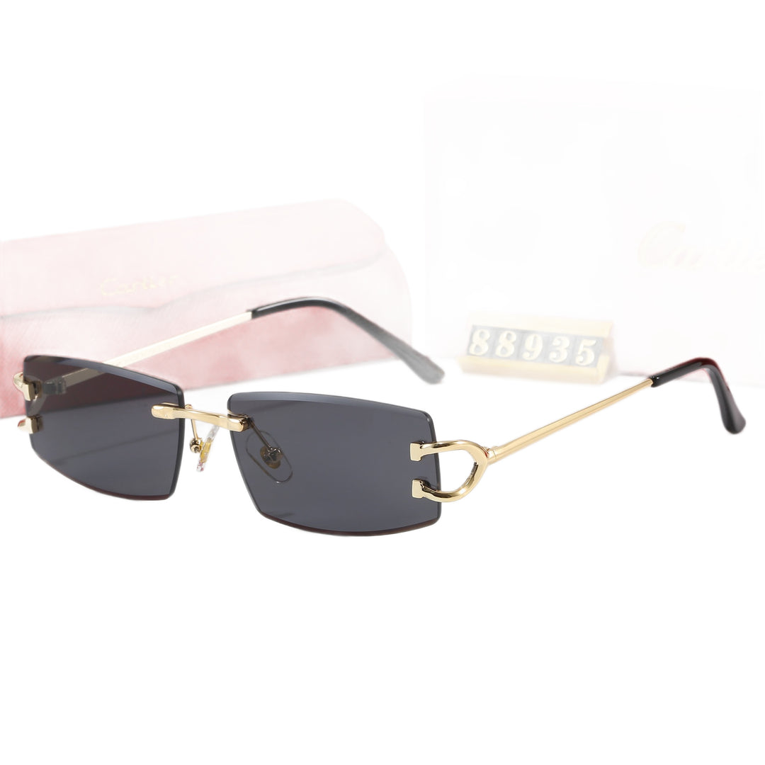 Dame Elegant Minimalistisk Solbrille med unike Metalldetaljer Luvikno