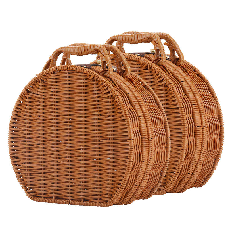 Damer Runde Wicker Håndveske Luvikno