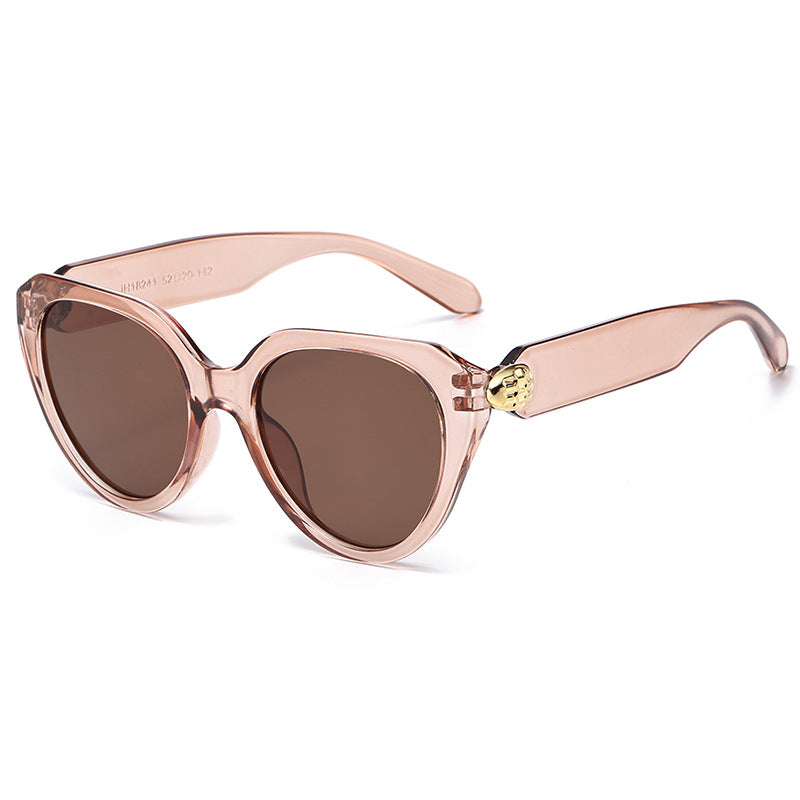 Dame Cat-Eye solbriller med gullige detaljer og beskyttende UV-filter Luvikno