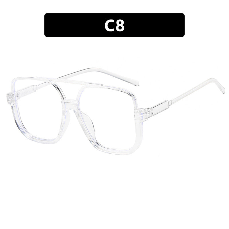 Dame kvadratisk solbrille med gjennomsiktig ramme og grønntonet glass Luvikno