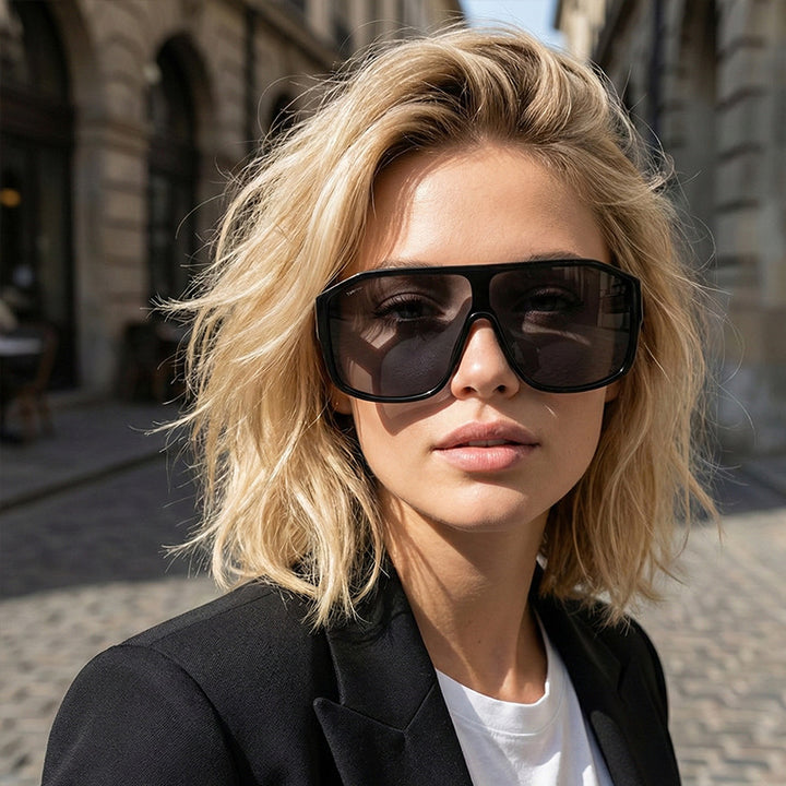 Dame Modische Oversized-solbriller i futuristisk design Luvikno