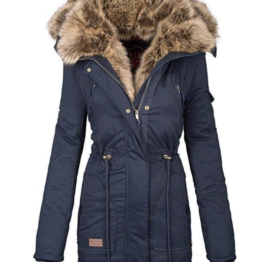 Luvik | Naisten foretti puffer-takki, jossa irrotettava tekoturkiskaulus ja käytännölliset vetoketjutaskut