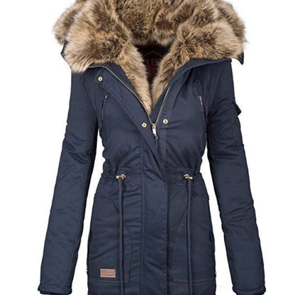 Luvik | Naisten foretti puffer-takki, jossa irrotettava tekoturkiskaulus ja käytännölliset vetoketjutaskut