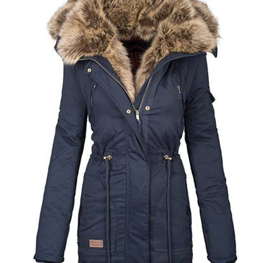 Luvik | Naisten foretti puffer-takki, jossa irrotettava tekoturkiskaulus ja käytännölliset vetoketjutaskut