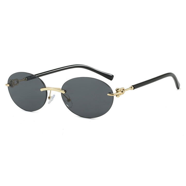 Dame oval solbrille med luksuriøs metallramme og speilbelagte glass Luvikno