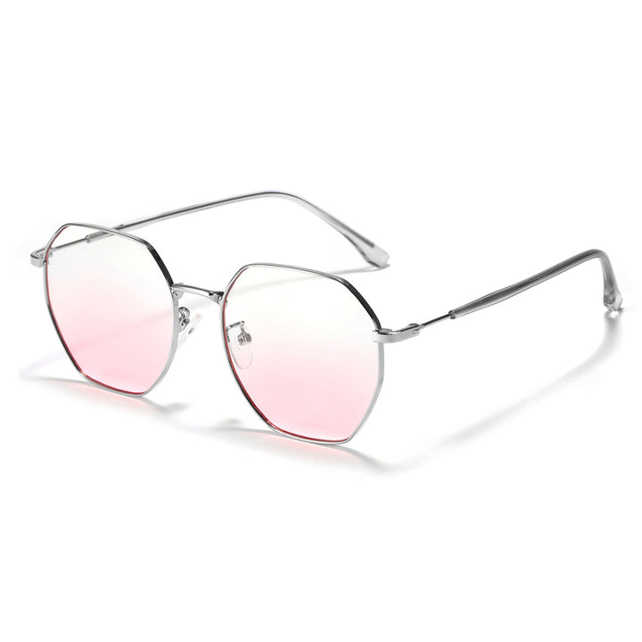 Dame modisk åttekantet solbrille med trendy metallramme Luvikno