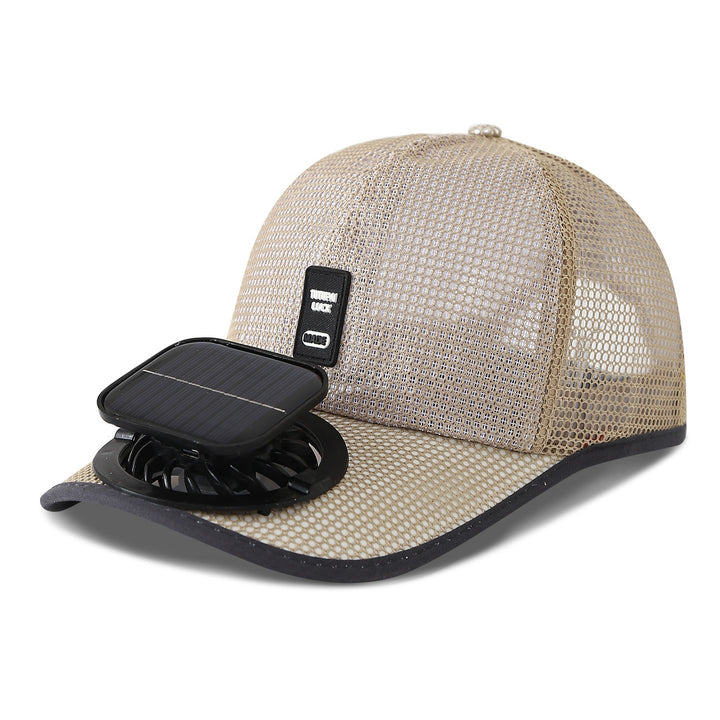 solardrevet mesh baseball cap med avtakbar frontvifte Luvikno