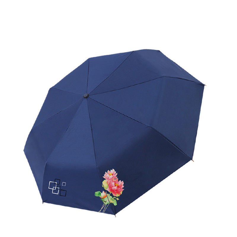 Kvinnes sammenleggbare paraply med elegant blomsterdesign Luvikno