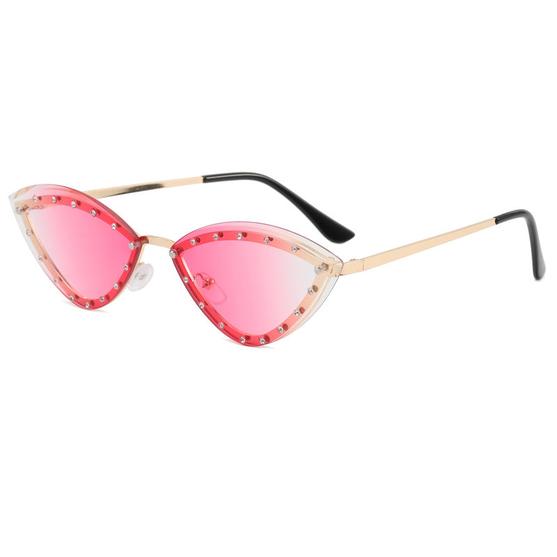 Dame Cat-Eye solbriller med glitter-detaljer Luvikno