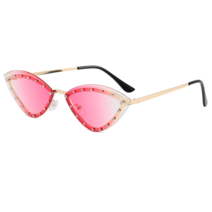 Dame Cat-Eye solbriller med glitter-detaljer Luvikno