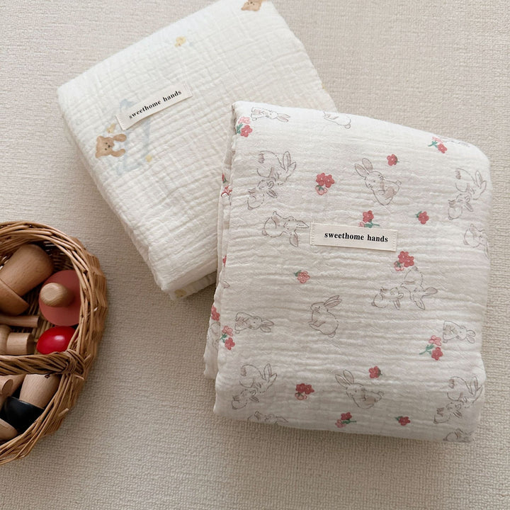 Unisex Cozy Muslin Blanket med Søtt Kanin Design Luvikno
