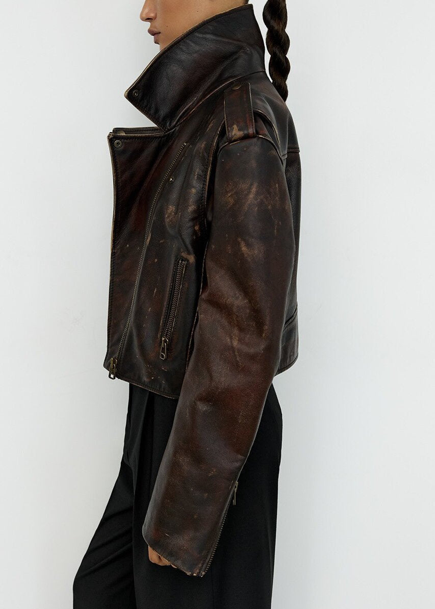 Luvik | Nahka Lyhennetty Biker-takki