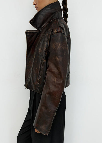 Luvik | Nahka Lyhennetty Biker-takki