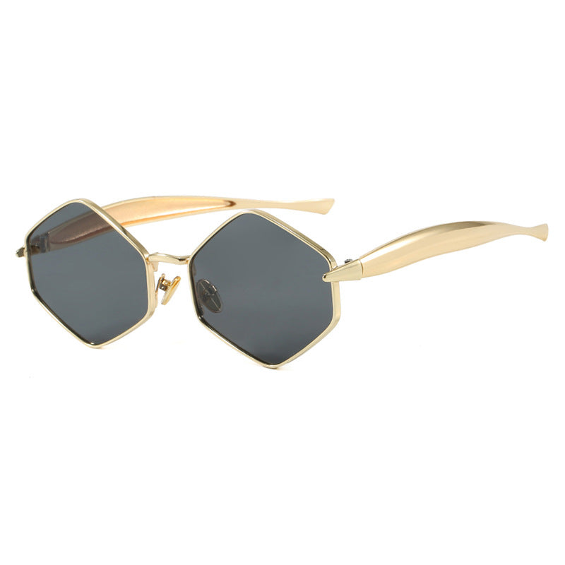 Dame hexagonal solbrille med elegant metallramme og UV-beskyttelse Luvikno