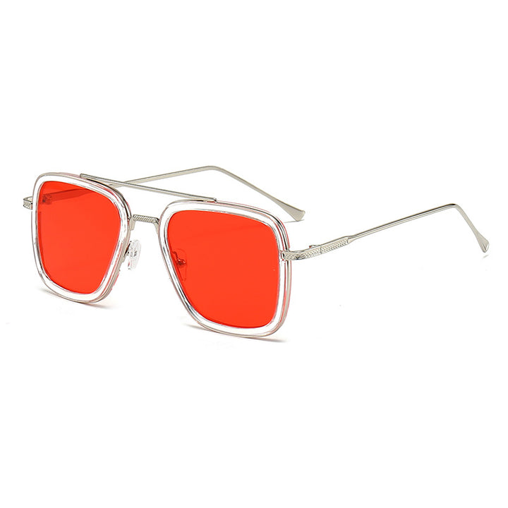 Dame moteristisk kvadratisk solbrille med glamorøs metallramme Luvikno