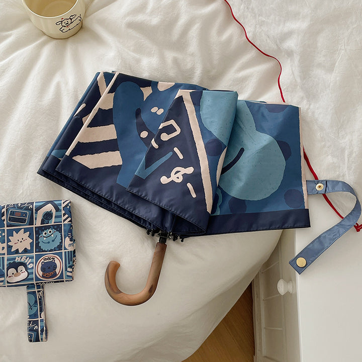 Dame sammenleggbare paraply med kreativt geometrisk design Luvikno