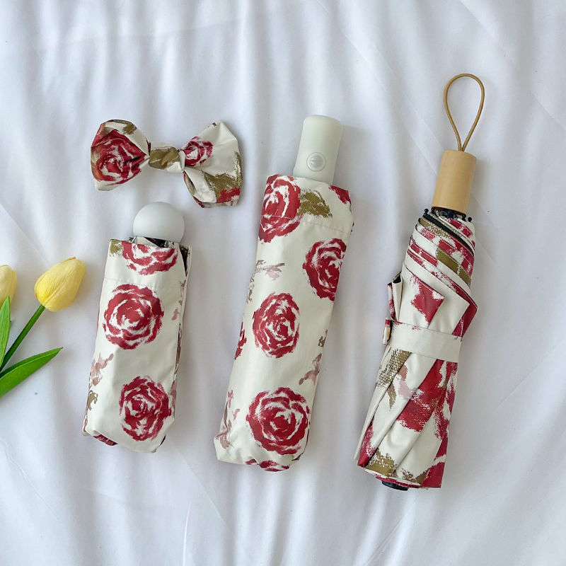 Dame Automatisk Folderegndekker med Blomsterdesign Luvikno