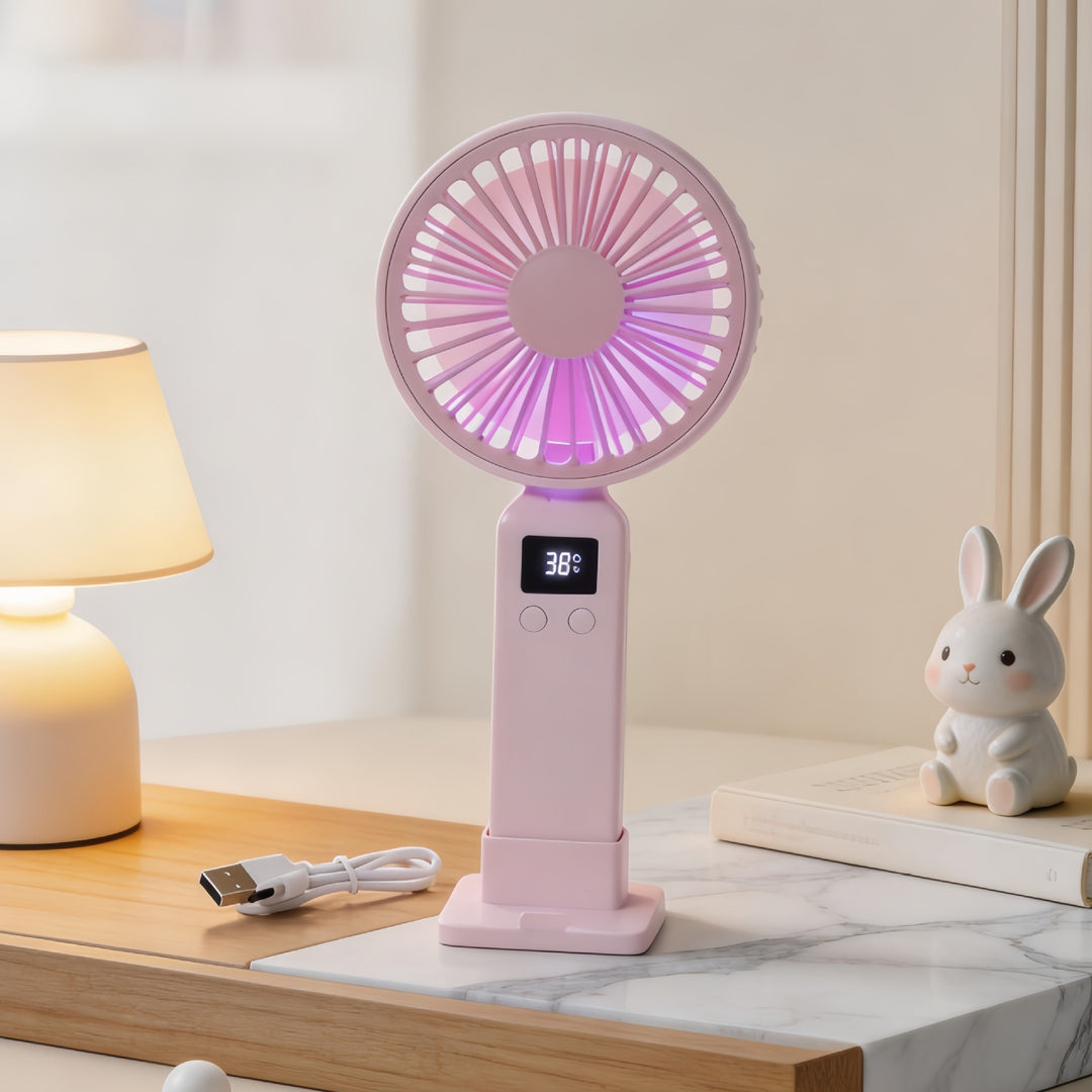 Damer Bærbar USB-vifte med LED-skjerm og ergonomisk design Luvikno