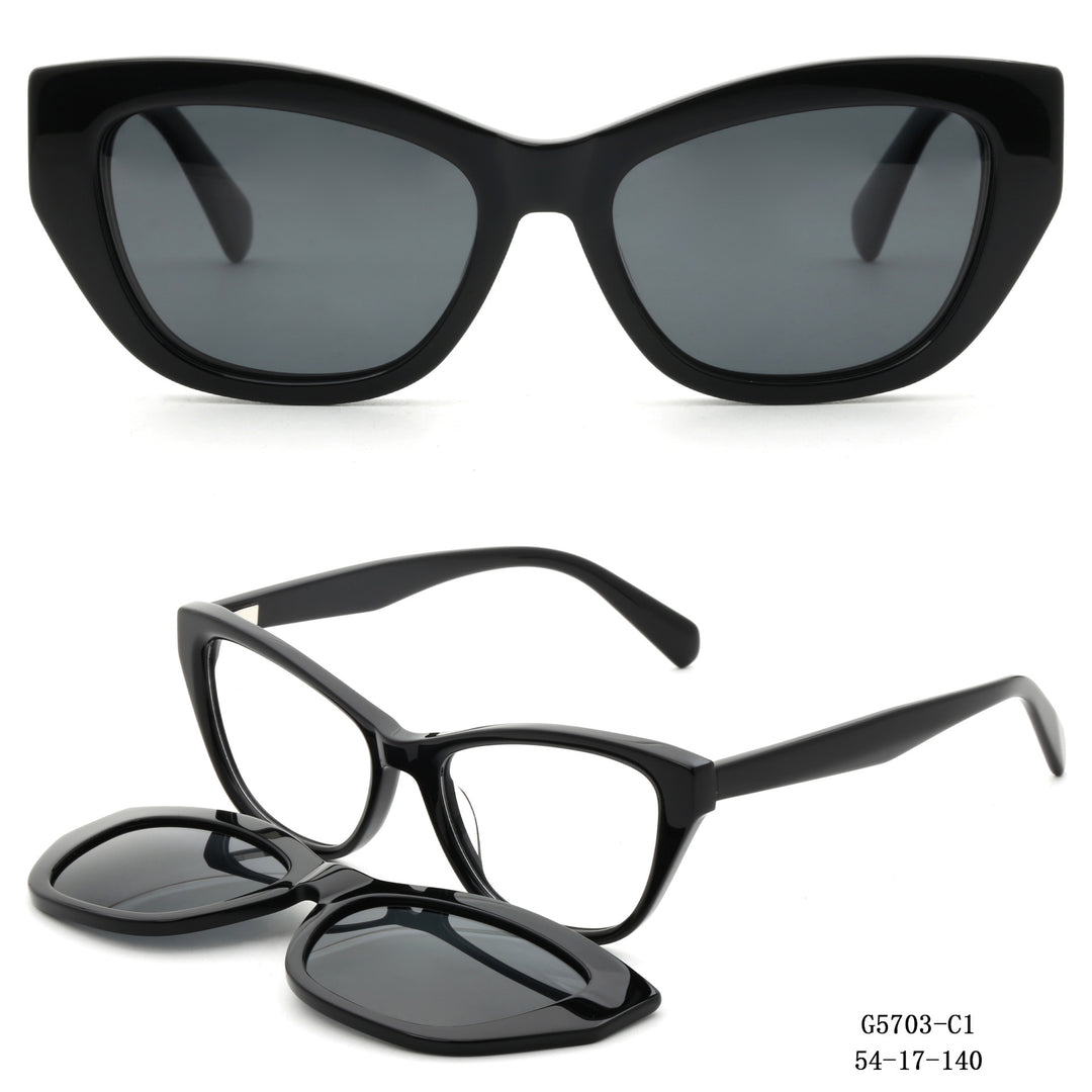 Dame Kunstnerisk utformet Cat-Eye solbriller med avtakbare glass Luvikno