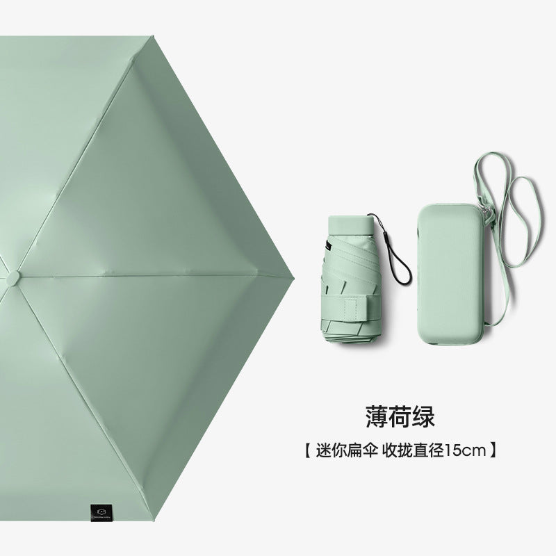 Dame kompakt regn- og solbeskyttelsesparaply med bærenett Luvikno