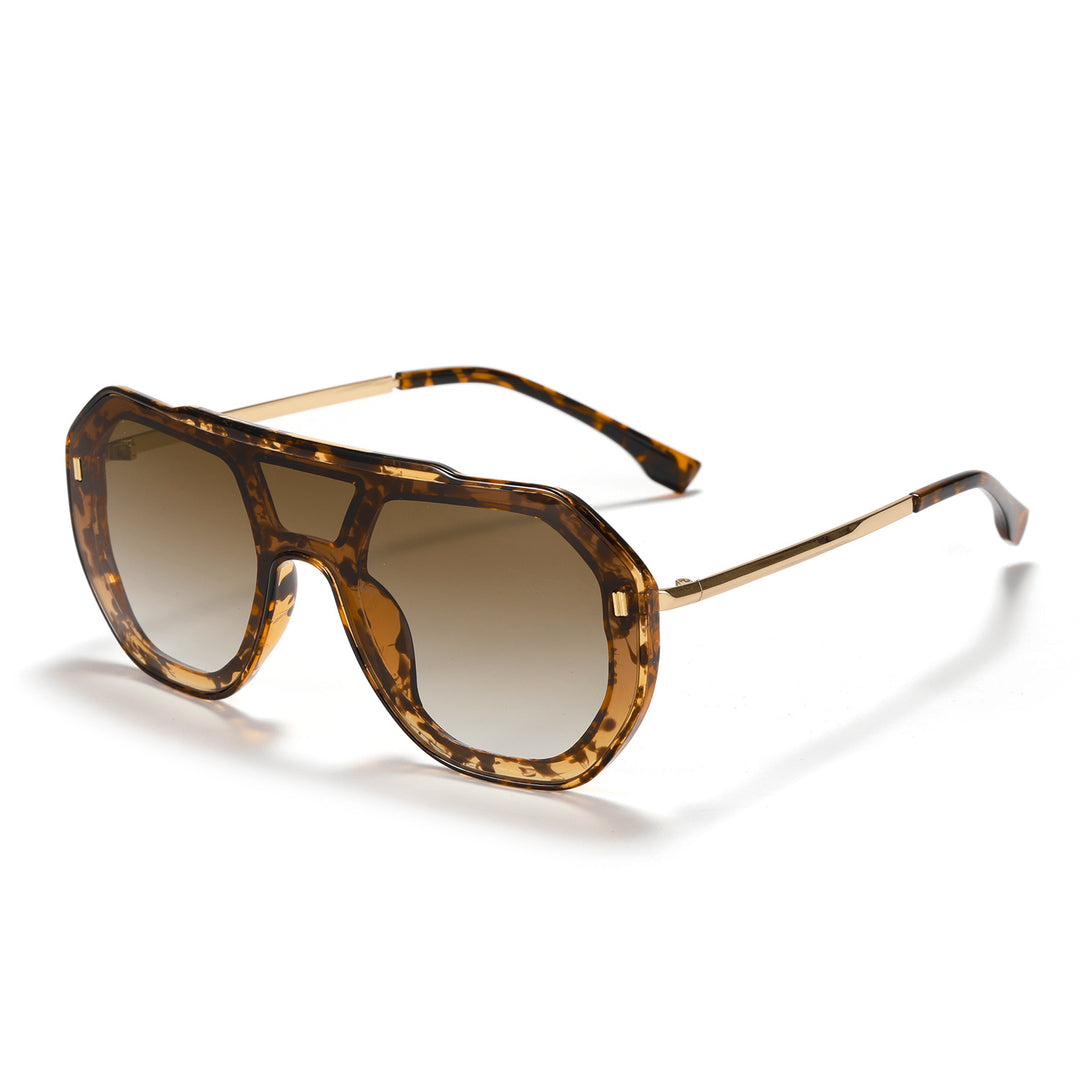 Dame oversized geometrisk solbrille med elegant ramme Luvikno
