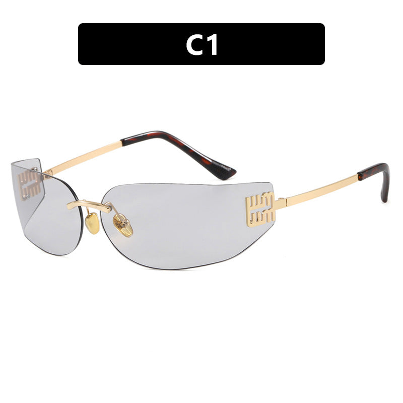 Dame futuristisk designer solbrille med uvanlig ramme og UV-beskyttelse Luvikno