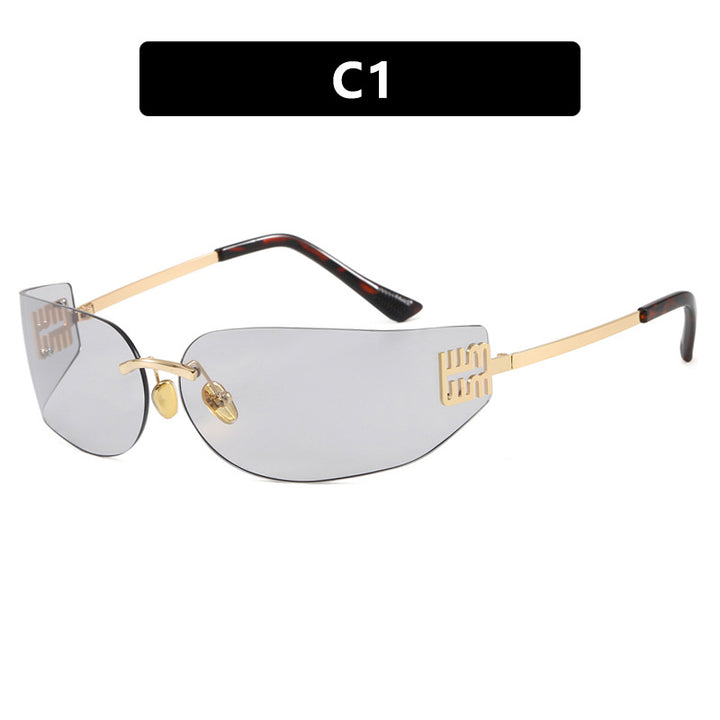 Dame futuristisk designer solbrille med uvanlig ramme og UV-beskyttelse Luvikno