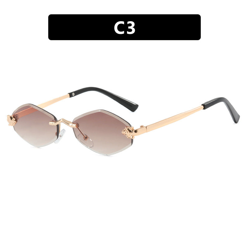 Dame geometrisk solbrille med dobbelt metallramme og beskyttende linser Luvikno