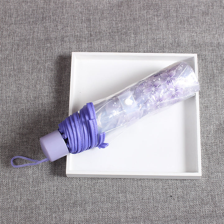 Damer elegant og bærbar paraply med blomsterdesign Luvikno