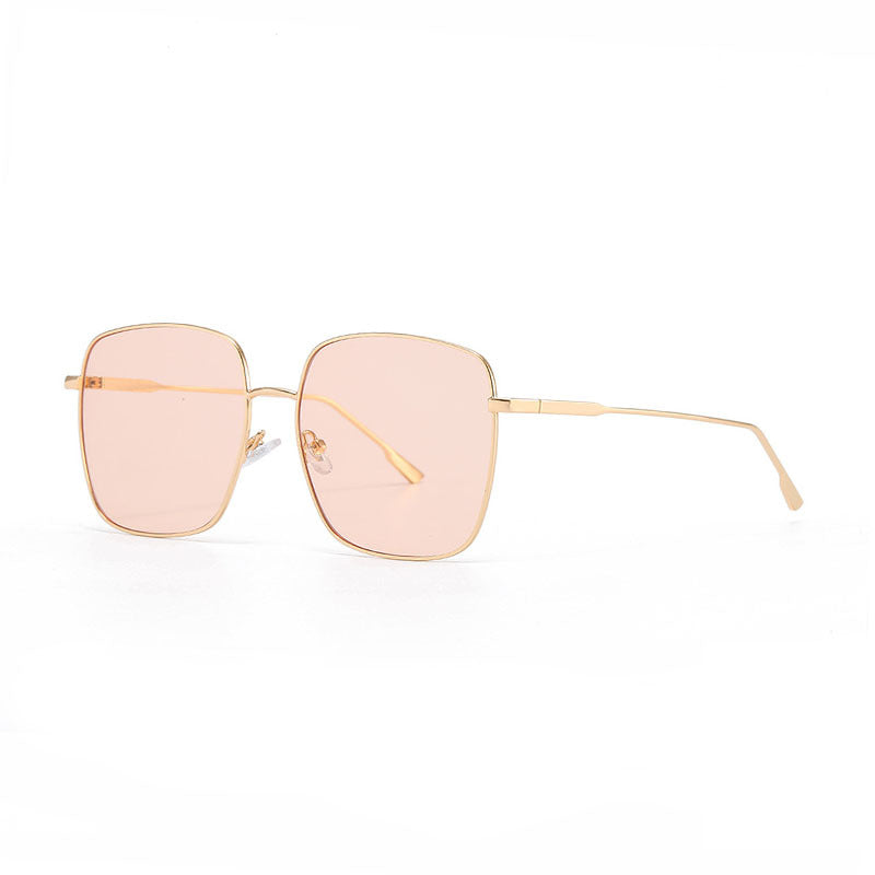 Dame solbrille med moderne firkantet rustfritt stålramme og polarisert glass Luvikno