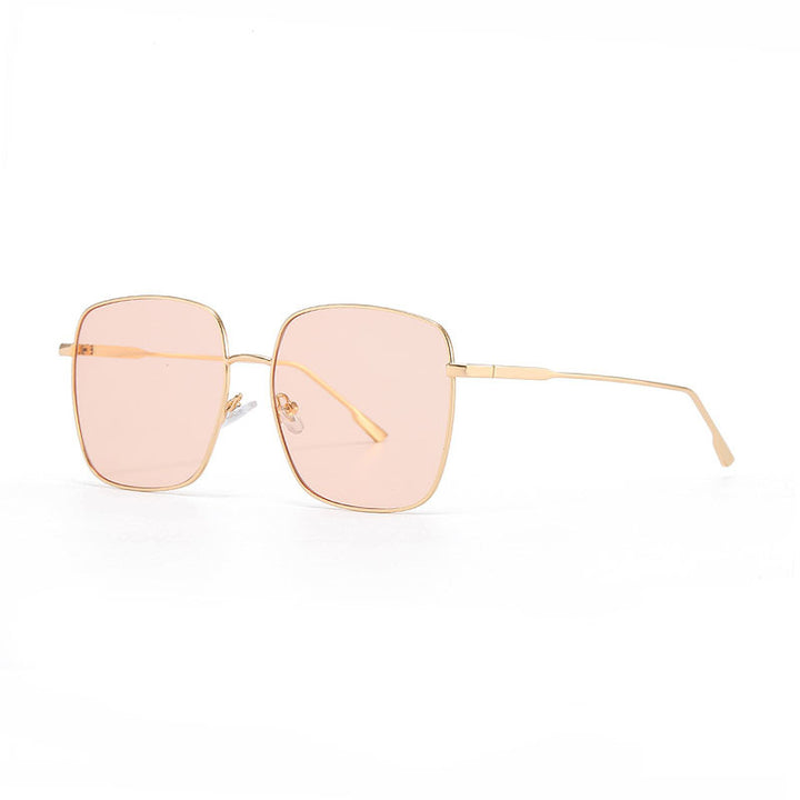 Dame solbrille med moderne firkantet rustfritt stålramme og polarisert glass Luvikno